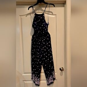 Navy Blue Floral Jumpsuit